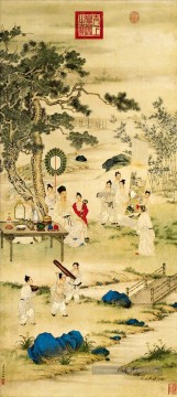  ancienne - Lang brillant montre peinture ancienne Chine encre Giuseppe Castiglione